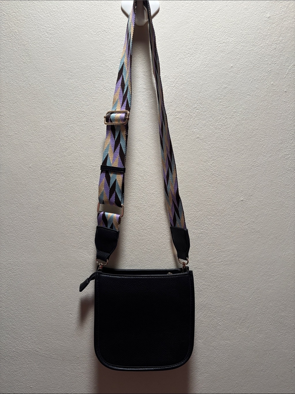 Black Crossbody Bag with Geo Adjustable Strap